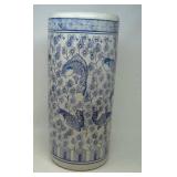Ceramic umbrella stand. Approximately 18' tall.