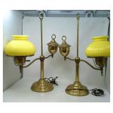 Matching brass base lamps. Working when tested.