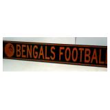 Bengals football metal sign, approx 4"x36".