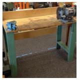 Metal frame work bench with craftsman 6" grinder,