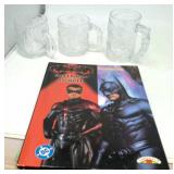 Batman and Robin book, 3 collector mugs.