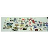 Assorted pins, sports, political,  advertising,