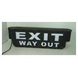 Metal lighted exit way out sign,