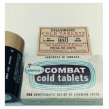 Chambers cold tablets box and thompsons combat