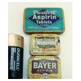 Puretest aspirin tablets tin and 2 bayer aspirin