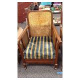 2 Upholstered bottom rattan back chairs.