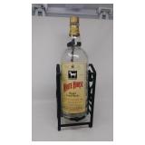 White horse whiskey bottle 1 gallon in holder