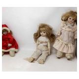 3 Porcelain dolls, unmarked.