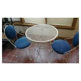 Wrought iron table & chairs, 23" round 29" tall