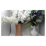 White milk glass hobnail ruffled edge vase