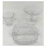 3 Pieces of etched glassware