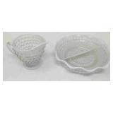 French opalescent hobnail glass creamer