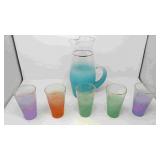 Vintage 1960s Blendo frosted multicolored pitcher