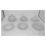 6 Vintage cheese/butter dishes, 3 have lids