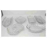 6 Vintage glass relish dishes