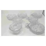 Assorted cut glass nut and candy dishes