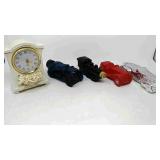 Avon china clock, 2 Avon cologne bottles