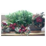 Greenery and flower basket. Located on top of