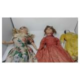 3 antique dolls one porcelain and two composite