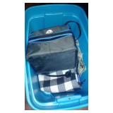 Tote with purses and a lunchbox