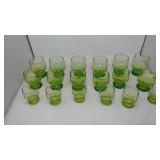 18 spiral green glassware