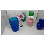 10 vases glass and ceramic