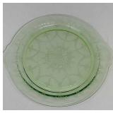 Green depression glass serving tray