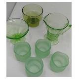 4 green glass frosted candle holders green