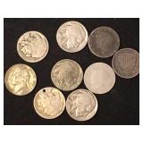 5 Indian Head/Buffalo nickels,