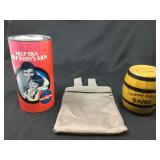 2 Collectible banks & a zippered canvas belt pouch