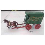 Cast U.S. mail wagon and horse