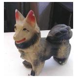 10" chalkware dog has chipped ear