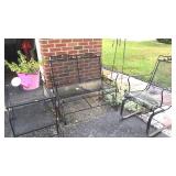 Outdoor metal furniture set includes chair,