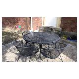 42 inch round metal patio table and four chairs