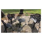 Cast-iron patio set includes two chairs one table