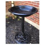 Cast iron base birdbath stands 34 inches tall,