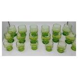 18 Spiral green glassware