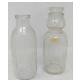 2 Milk bottles one with cream separator