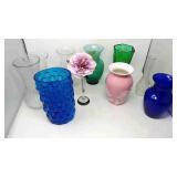 10 Vases glass and ceramic