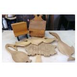 6 Wood cutouts a small wooden desk