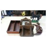 Wooden divided tray wall hanging with letter C,