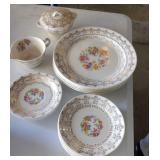 17 pieces of antique china, some chips. Union