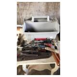 Handy plastic tote with handles full of tools,