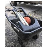 Yard cart with stepstool two basketballs and two