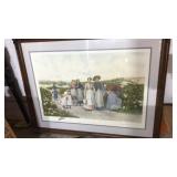 40" x 32" framed print, berry pickers