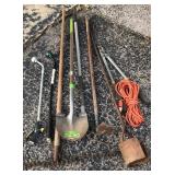 Lot of yard tools including too hard rakes, I