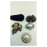 5 vintage scarf clips