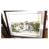 Framed print, berry pickers, 40" x 32"