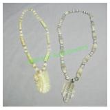 Jewelry: Cut Jade / Stone Necklaces-Grey Off White