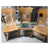 "3" Oak Antique Chairs - Highly Decorated